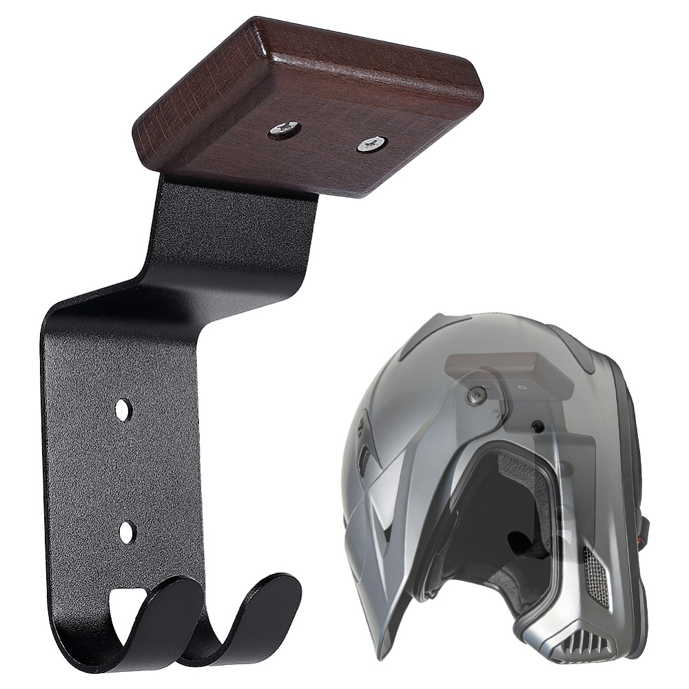 Motorcycle Gear Display Rack - Support mural noir en bois pour