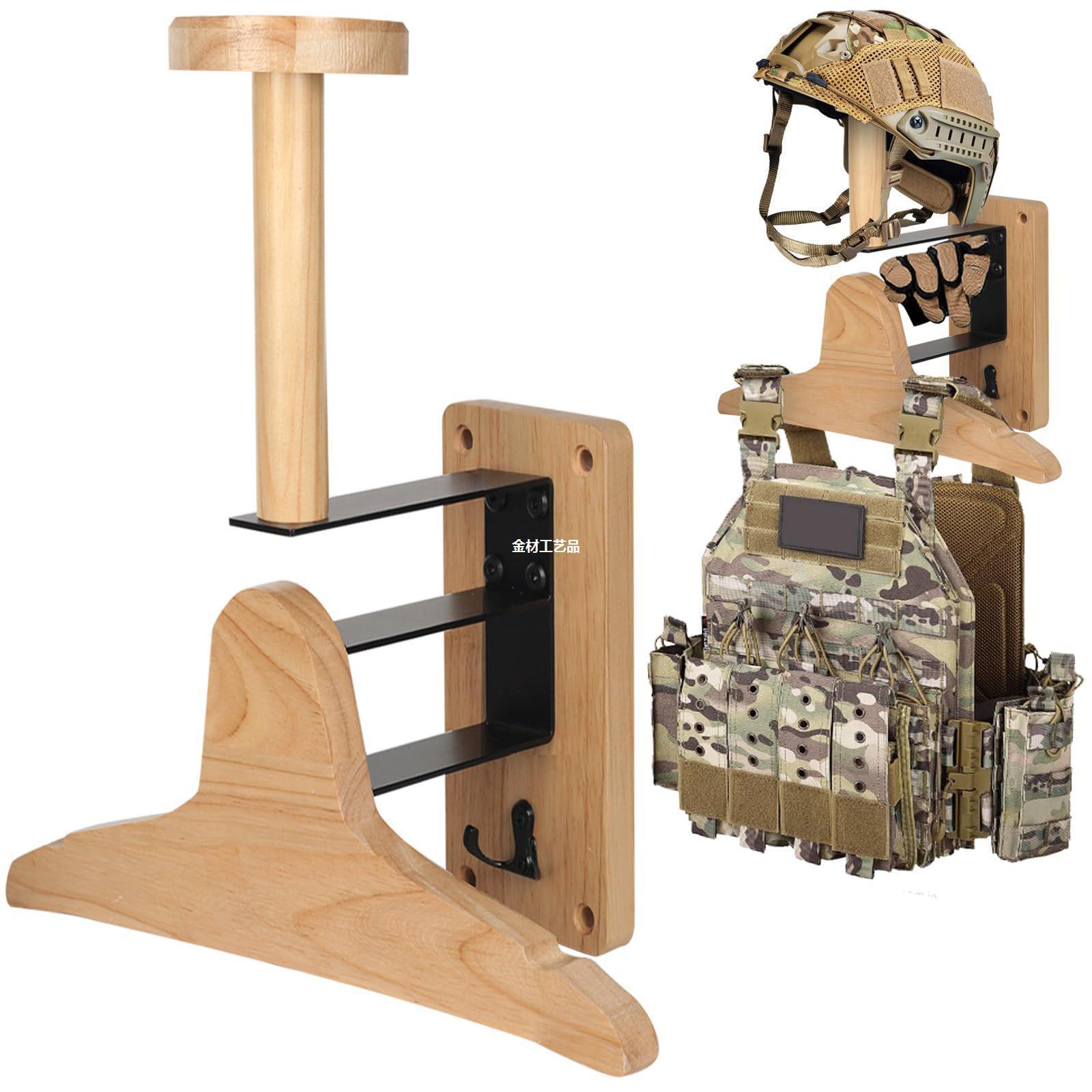 Motorcycle Gear Display Rack - Support mural en bois pour rangement
