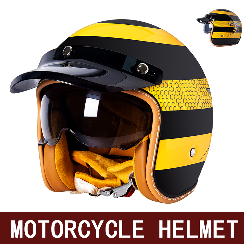Motorcycle Gear Yellow - Nouveau casque de moto rétro pour