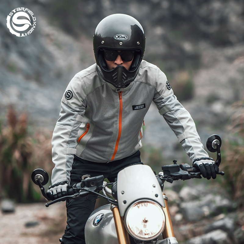 Veste de moto gris-blanc SFK V - Motorcycle Gear White avis et prix