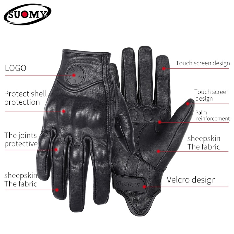 Gants de moto rétro en cuir SU - Motorcycle Gear Yellow avis et prix