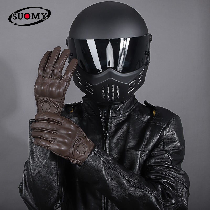 Gants de moto rétro en cuir SU - Motorcycle Gear Yellow avis et prix